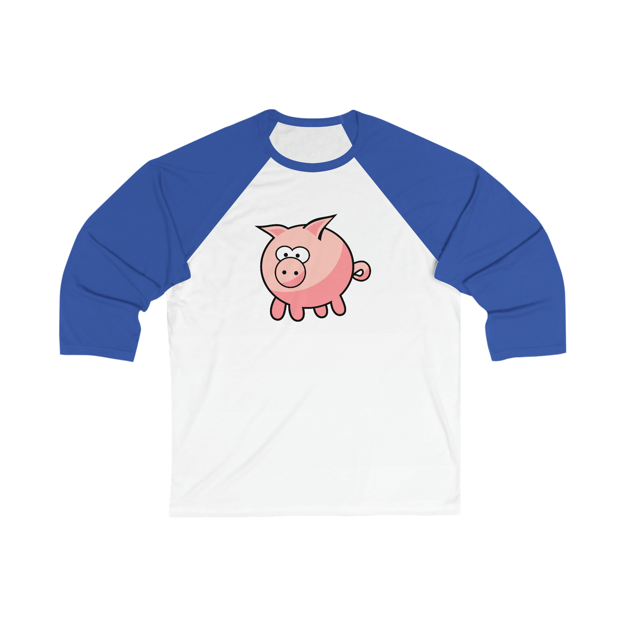 This unisex 3/4 sleeve baseball tee showcases a cute pig design and sleeves that act as the perfect frame. It can be personalized with your favorite design!