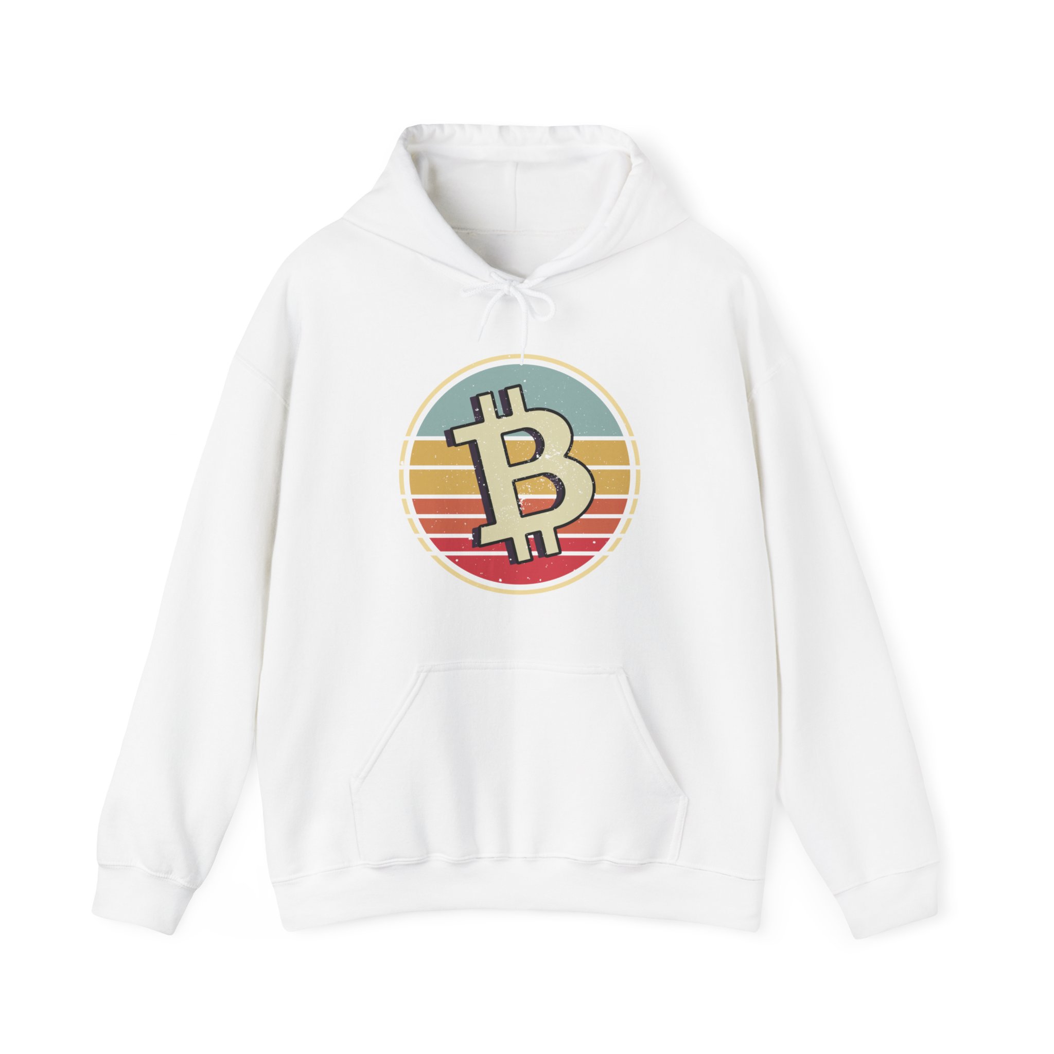 This unisex heavy blend hooded sweatshirt with a "Bitcoin" motif is relaxation itself. Made with a thick blend of cotton and polyester, it's comfy, soft and warm.