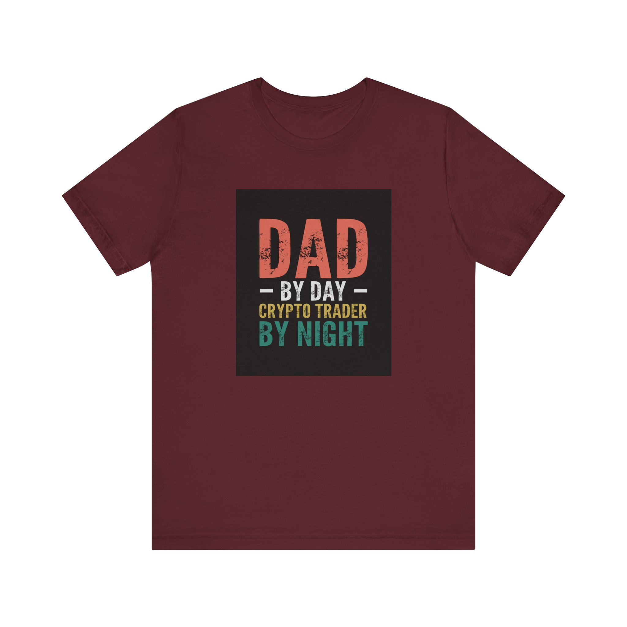 This funny "Dad By Day, Crypto Trader By Night" jersey short sleeve tee is a great conversation starter. It's also a cool gift for Crypto + NFT enthusiast dads!