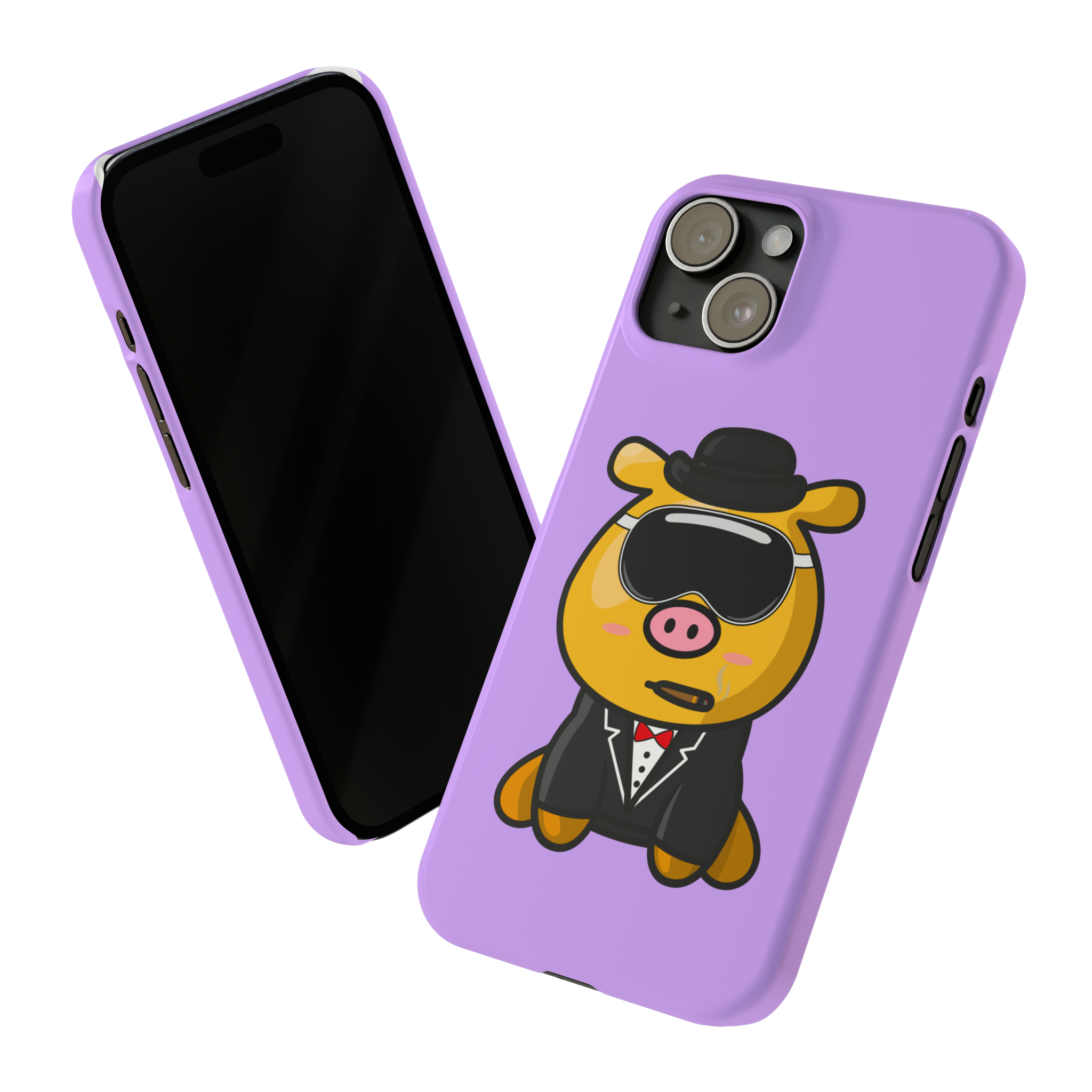 This flexible, super-slim, customizable iPhone 14/15 Pro/Max case provides a flawless fit and showcases your love for the "MiniPigs" in a unique way.