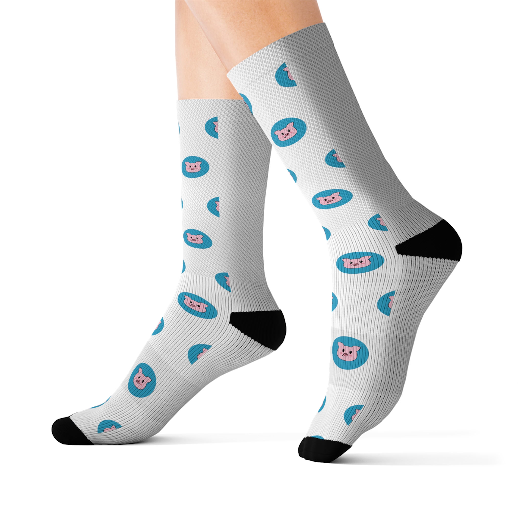 These high-quality Piggy socks made from polyester and spandex with sublimated print provide optimum comfort with style wherever one might go.